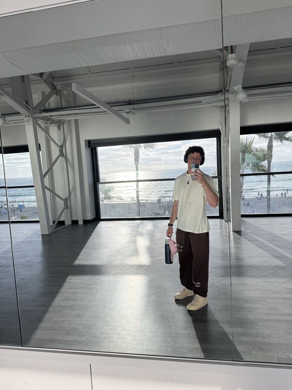 Post-workout at the beach in Pacific Beach, San Diego - ocean waves and sunset after a training session