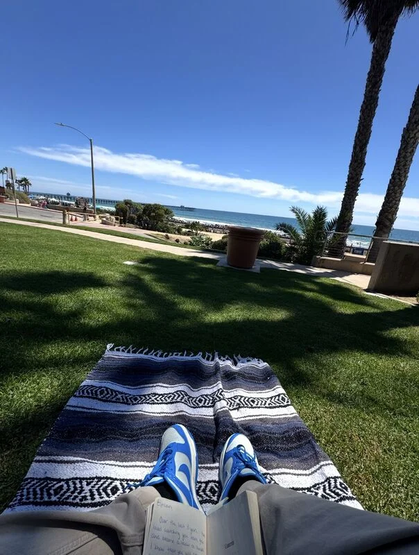 Reading by the beach